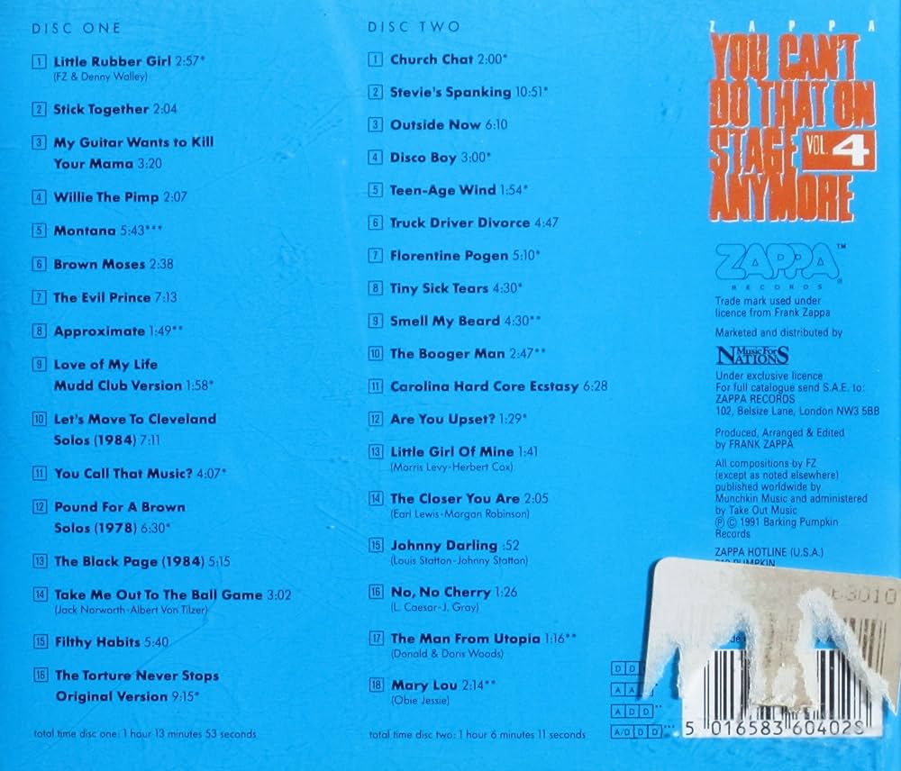 You can't do that on stage anymore 4: Frank Zappa: Amazon.ca